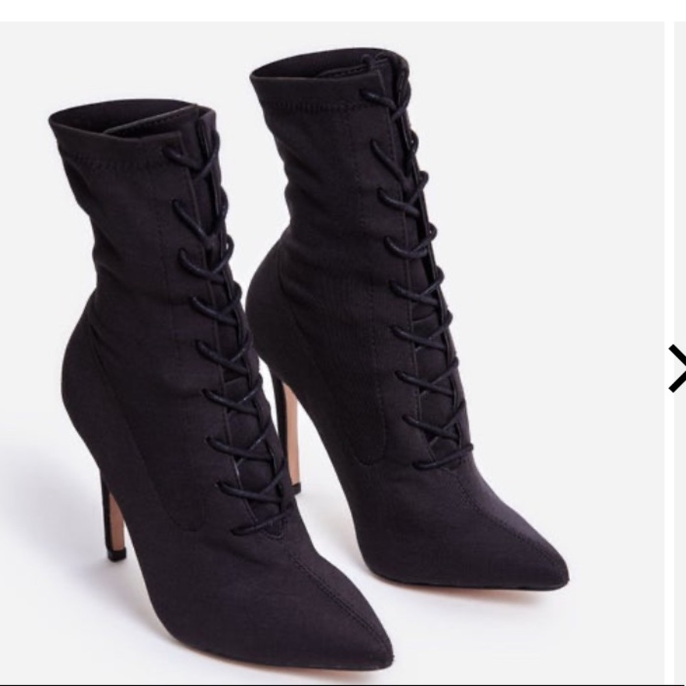 Black lace up ankle boots